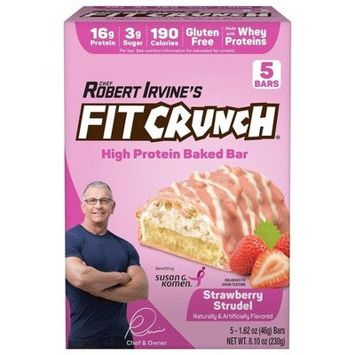 Fit Crunch, Strawberry Strudel High Protein Baked Bar, 8.1 Ounce