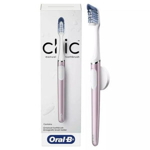 Oral-B Clic Manual Toothbrush, Rose Quartz, with Magnetic Toothbrush Holder - 1 Count