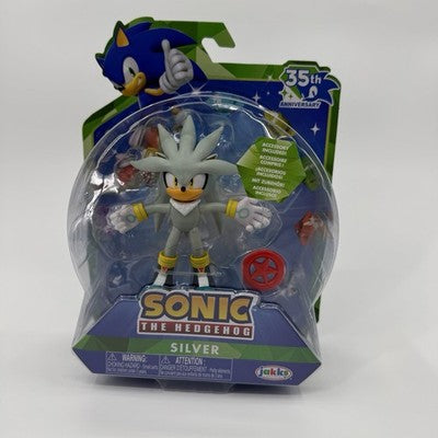 Jakks Sonic The Hedgehog 35th Anniversary Silver Red Star Spring 4" Figure