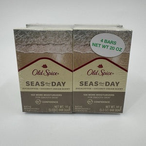 Old Spice Bar Soap Seas The Day Eucalyptus & Coconut Cream 5 Oz Lot Of 4