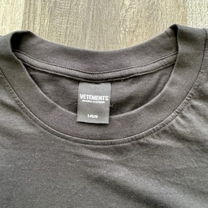 NWT Vetements Limited Edition Men's BLACK T-Shirt Size L By Drill Clothing