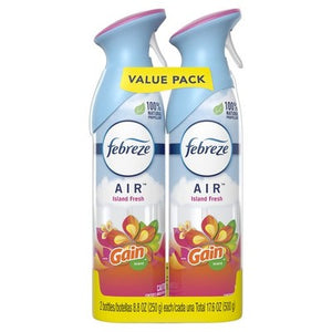 Febreze Air Mist Air Freshener Spray, Odor-Fighting Room Spray, Air Fresheners for Home and Bathroom and Kitchen, Aerosol Can, Gain Island Fresh Scent, 8.8oz, (Pack of 2)