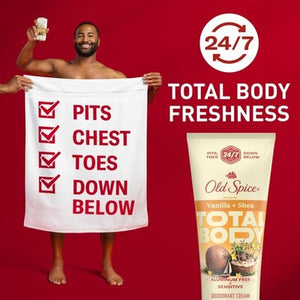 Old Spice Whole Body Deodorant Cream for Men, Vanilla & Shea Scent, 3.0 oz