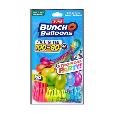 Bunch O Balloons Tropical Party by ZURU, 100+ Rapid-Filling Self-Sealing Tropical Colored Water Balloons for Outdoor Family, Friends, Children Summer Fun