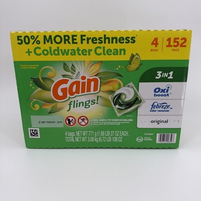 Gain Flings! Liquid Laundry Detergent Pacs, Original Scent (152 Count)