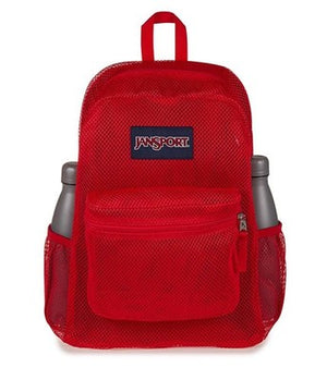 JanSport Eco Mesh Backpack, Red Tape, 17” x 12.5” x 6” - Large Semi-Transparent Bag for Adults with Laptop Sleeve, Padded Back Panel, Red Tape