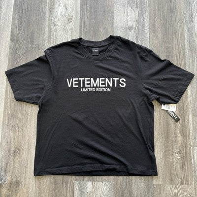 NWT Vetements Limited Edition Men's BLACK T-Shirt Size L By Drill Clothing