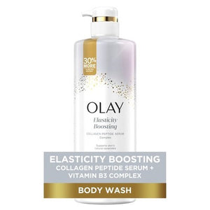 Olay Body Wash for Women, Elasticity Boosting, Collagen Peptide Serum Complex, Renews Moisture, Free of Parabens & Phthalates, Vitamin B3 Lameller Technology, For All Skin Types, 26 fl oz