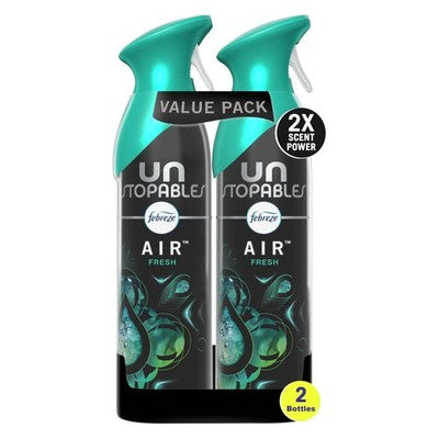 Febreze Air Freshener Spray, Odor-Fighting Room Spray, Unstopables Fresh, 8.8oz, 2 Count