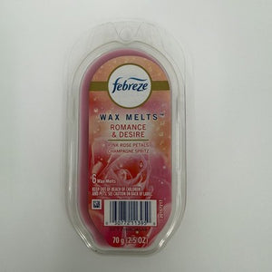 Febreze Wax Melts, Romance & Desire Scent with Pink Rose Petals and Champagne Spritz, 6 Count (2.5 oz) each