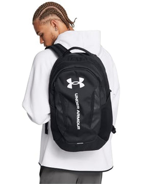 Under Armour Unisex Hustle 6.0 Backpack, Black/Black/White, One Size