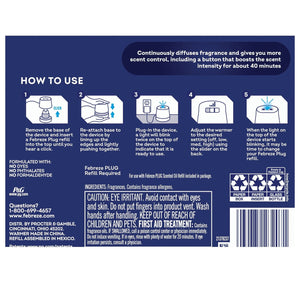 Febreze PLUG Scent Booster Oil Starter Kit, Refresh & Energize + CALM Lavender & Vanilla Bean, 1 Warmer + 3 Refills, 2.63 fl. oz