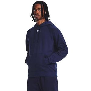 Under Armour Men's Rival Fleece Hoodie, (410) Midnight Navy / / White, Small