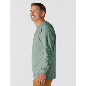 Carhartt Men's Dearborn Loose LS Logo T-Shirt, Green Slate, X-Small