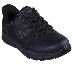 Skechers Womens Work Hands Free Slip Ins Nampa-Cottonbud Bungee Athletic SR Food Service Shoe, Black, 9