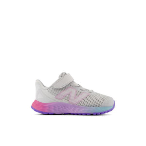 New Balance Kids Fresh Foam Arishi V4 Bungee Lace with Top Strap Running Shoe, Grey Matter/Mid Century Pink/Lilac Glo, 10 US Unisex Toddler