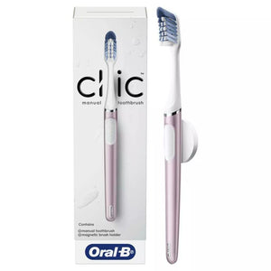 Oral-B Clic Manual Toothbrush, Rose Quartz, with Magnetic Toothbrush Holder - 1 Count