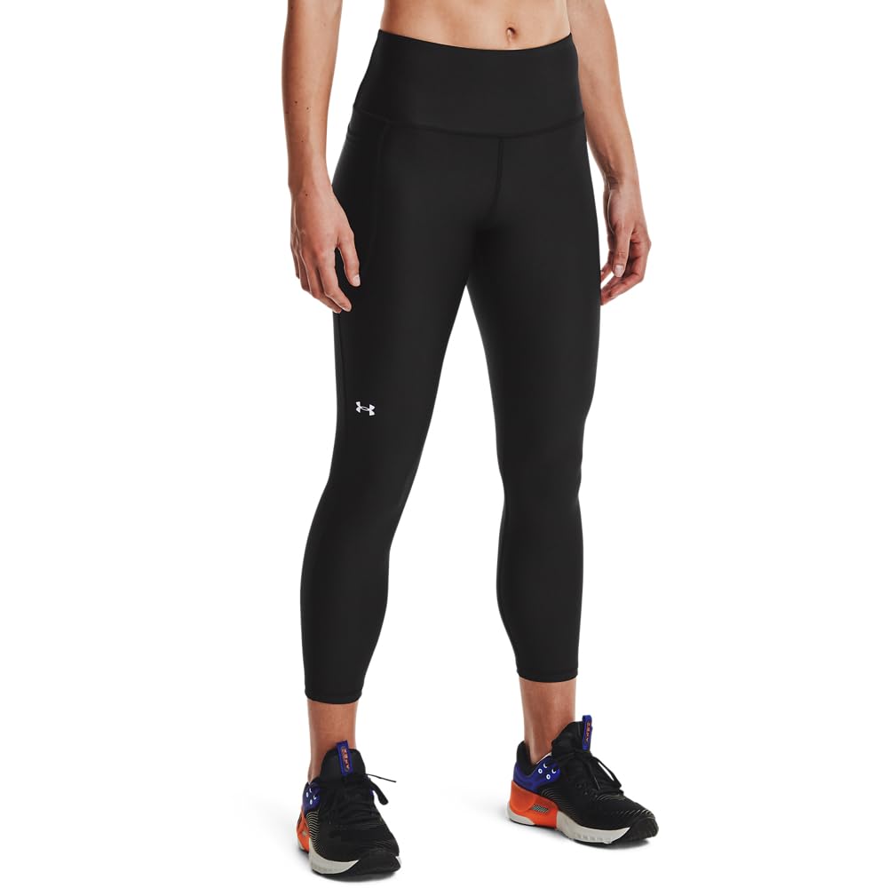Under Armour Womens HeatGear Armour High Waisted Ankle No-Slip Leggings , Black (001)/White , X-Small