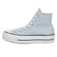 Converse Unisex Chuck Taylor All Star High Top Canvas Platform Sneaker - Lace up Closure Style - Cloudy Daze/White/Black Sz 9.5