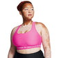 Under Armour Womens Crossback Mid Impact Sports Bra, (656) Rebel Pink/Rebel Pink/White, X-Small