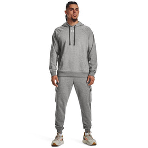Under Armour Men's Rival Fleece Hoodie, (025) Castlerock Light Heather / / White, Large