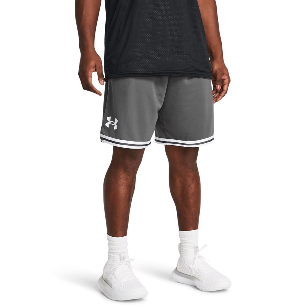 Under Armour Men's Perimeter Basketball Shorts, (025) Castlerock / / White, Small