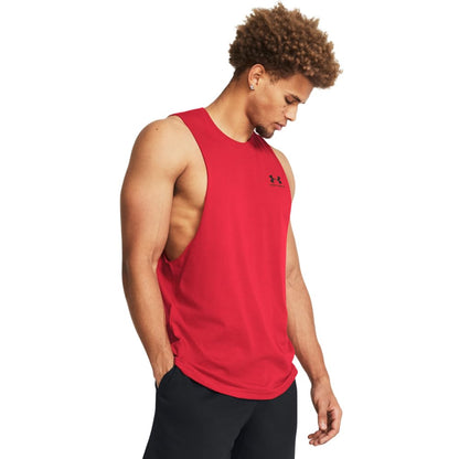 Under Armour Men's Sportstyle Left Chest Cut-Off T-Shirt, (600) Red / / Black, XX-Large