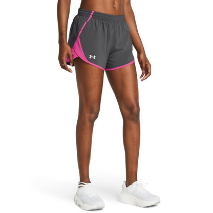 Under Armour Womens Fly by Shorts, (026) Castlerock/Astro Pink/Reflective, X-Small