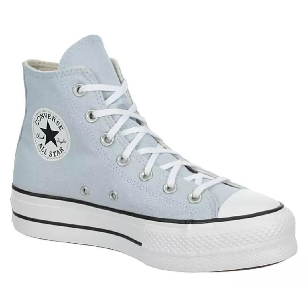 Converse Unisex Chuck Taylor All Star High Top Canvas Platform Sneaker - Lace up Closure Style - Cloudy Daze/White/Black Sz 9.5