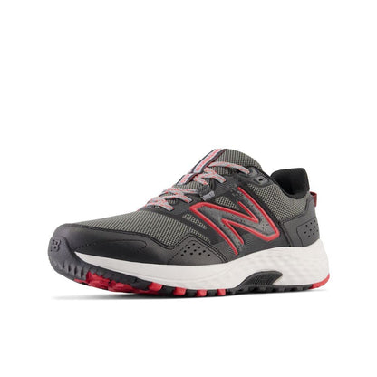 New Balance Men's 410 V8 Trail Running Shoe, Blacktop/Neo Flame/Shadow Grey, 13 XW