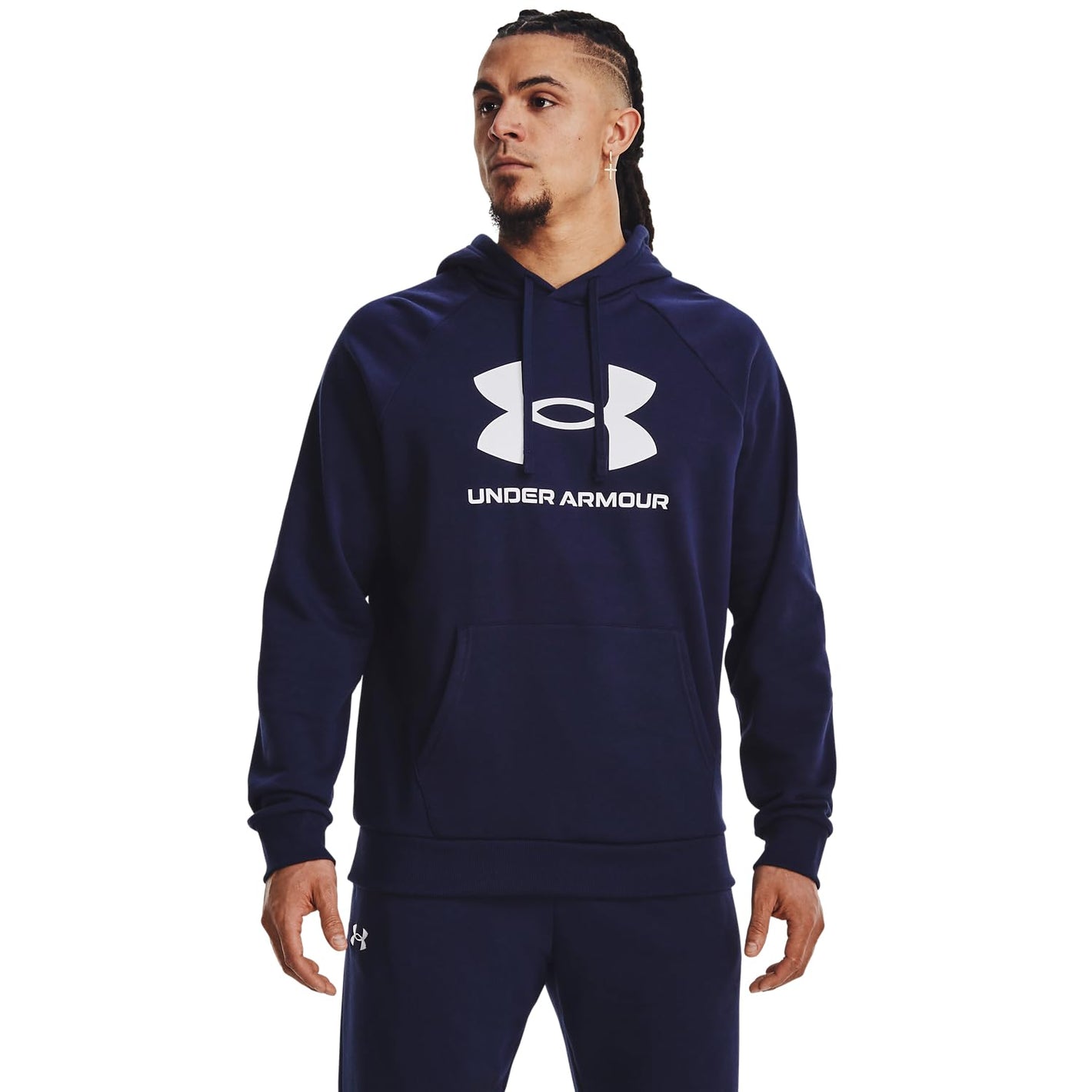 Under Armour Men's Rival Fleece Logo Hoodie, (410) Midnight Navy / / White, 3X-Large Tall