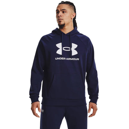 Under Armour Men's Rival Fleece Logo Hoodie, (410) Midnight Navy / / White, 3X-Large