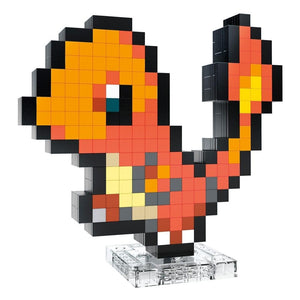 Mega Pokémon Glumanda HTH76 - Buildable Retro Pixel Art Figure with Wall Mount Base for Adult Builders and Collectors