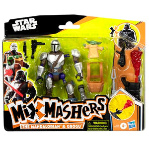 Star Wars MixMashers Deluxe Mandalorian Figure with Grogu to Mix and Combine with Accessories