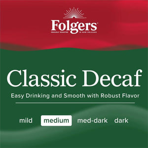 Folgers Decaf Coffee, Ground Coffee, Classic Medium Roast, 19.2 Ounce Canister