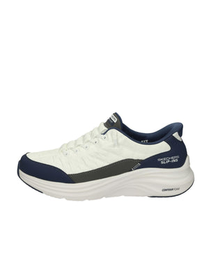 Skechers Men's Contour Foam Cozy Fit Hands Free Slip-in Sneaker,White/Navy,10