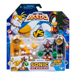 AKEDO Sonic The Hedgehog Versus Pack with Tails and Shadow, Mini Collectable Battling Action Warriors, 2.25 Inches Tall, Contains 2 Battle Controllers