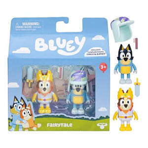 Bluey Fairytale Action Figure Set of 2, Articulated Character Toys with Superhero Chilli and Retro Hat Bandit, Small Action Figures for Kids Ages 3+
