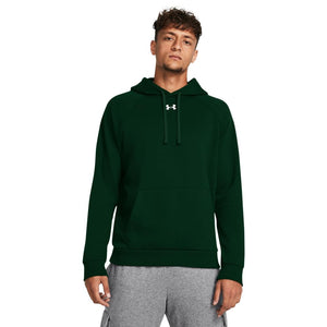 Under Armour Men's Rival Fleece Hoodie, (301) Forest Green / / White, Medium