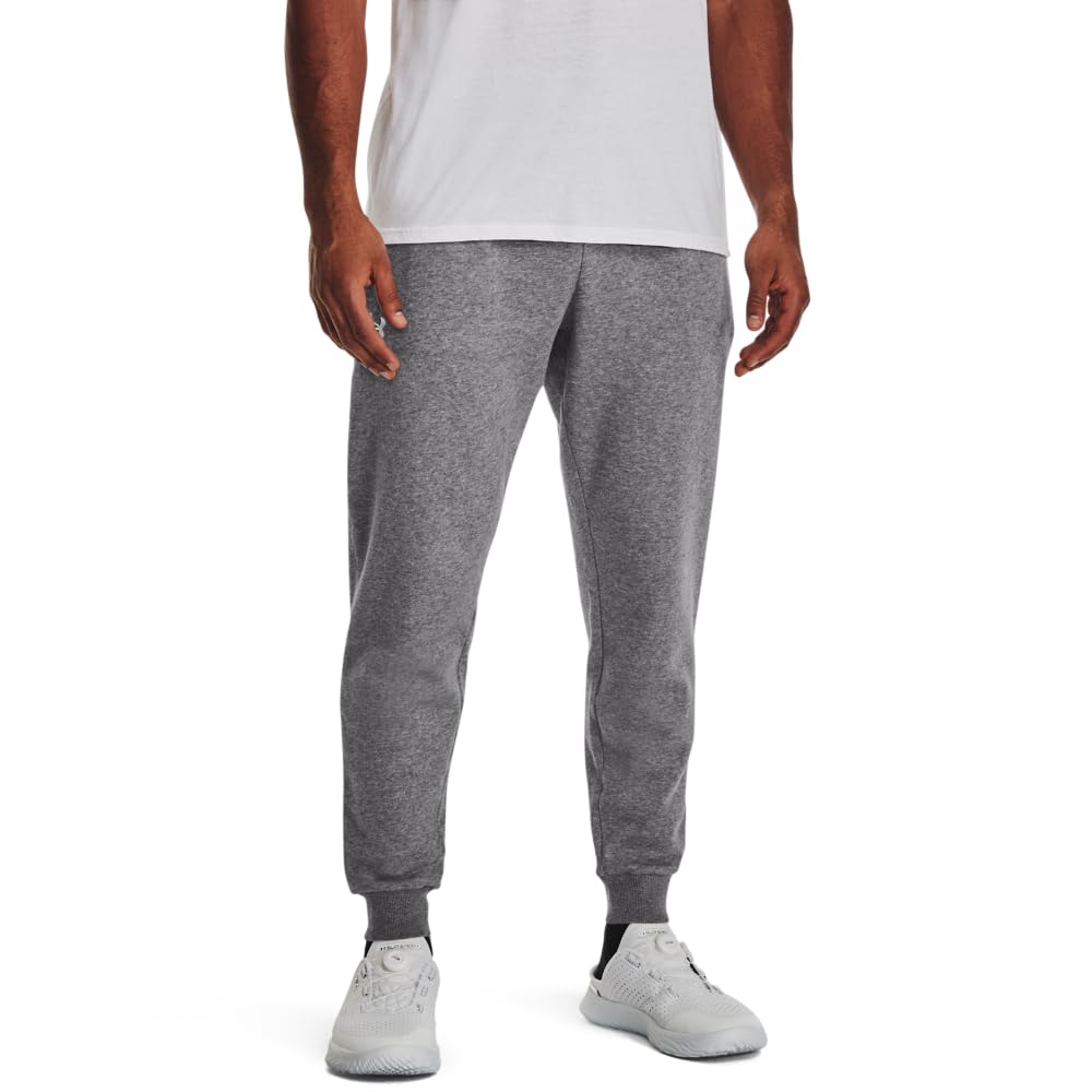 Under Armour Men's Rival Fleece Joggers, (025) Castlerock Light Heather / / White, XX-Large