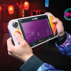 My Arcade Atari Gamestation Go: Rechargeable Battery, Over 200+ Preloaded Retro Video Games Including Pac-Man, Atari: Recharged, & Balls of Steel, Wifi,Smartglow, 7 inch Display,