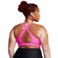 Under Armour Womens Crossback Mid Impact Sports Bra, (656) Rebel Pink/Rebel Pink/White, X-Small