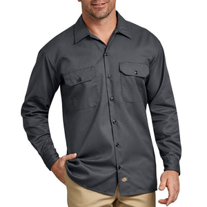Dickies Men's Long Sleeve Work Shirt, Charcoal, Small