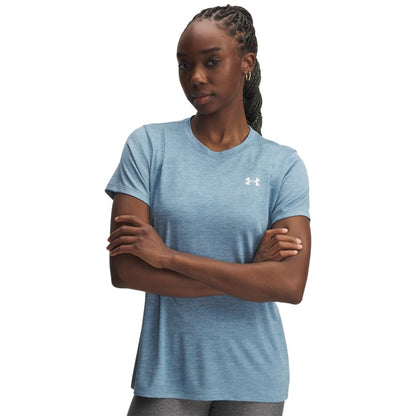 Under Armour Women's Tech Twist Short Sleeve Crew, (418) Blue Smoke / / White, X-Small