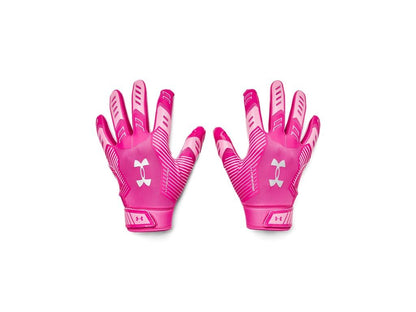 Under Armour Boys' F9 Nitro Football Gloves, (652) Rebel Pink/Fluo Pink/Metallic Silver, Small