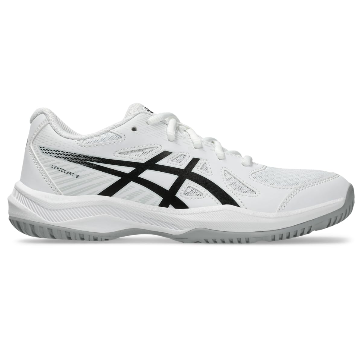ASICS Kid's Upcourt 6 Grade School Volleyball Shoes, 1, White/Black