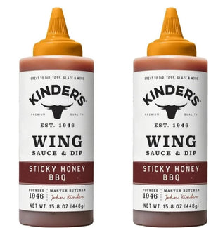 Kinder's Marinades, BBQ, Dipping & Wing Sauces - 2 bottles (Sticky Honey BBQ Wing 15.8oz)