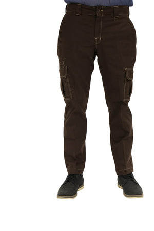 Dickies Men’s Flex Slim Straight Cargo Pants – Stretch Work Pants with Utility Pockets, Ideal for Uniform or Office Wear, Chocolate Brown, 30W x 30L