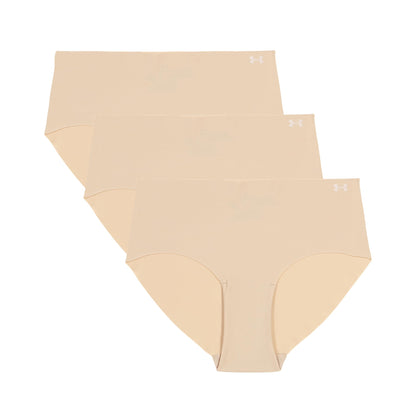 Under Armour Women's 3-pack Pure Stretch No Show Hipster Underwear, All-day Comfort Fit & Ultra-soft, Hue 500, X-Small