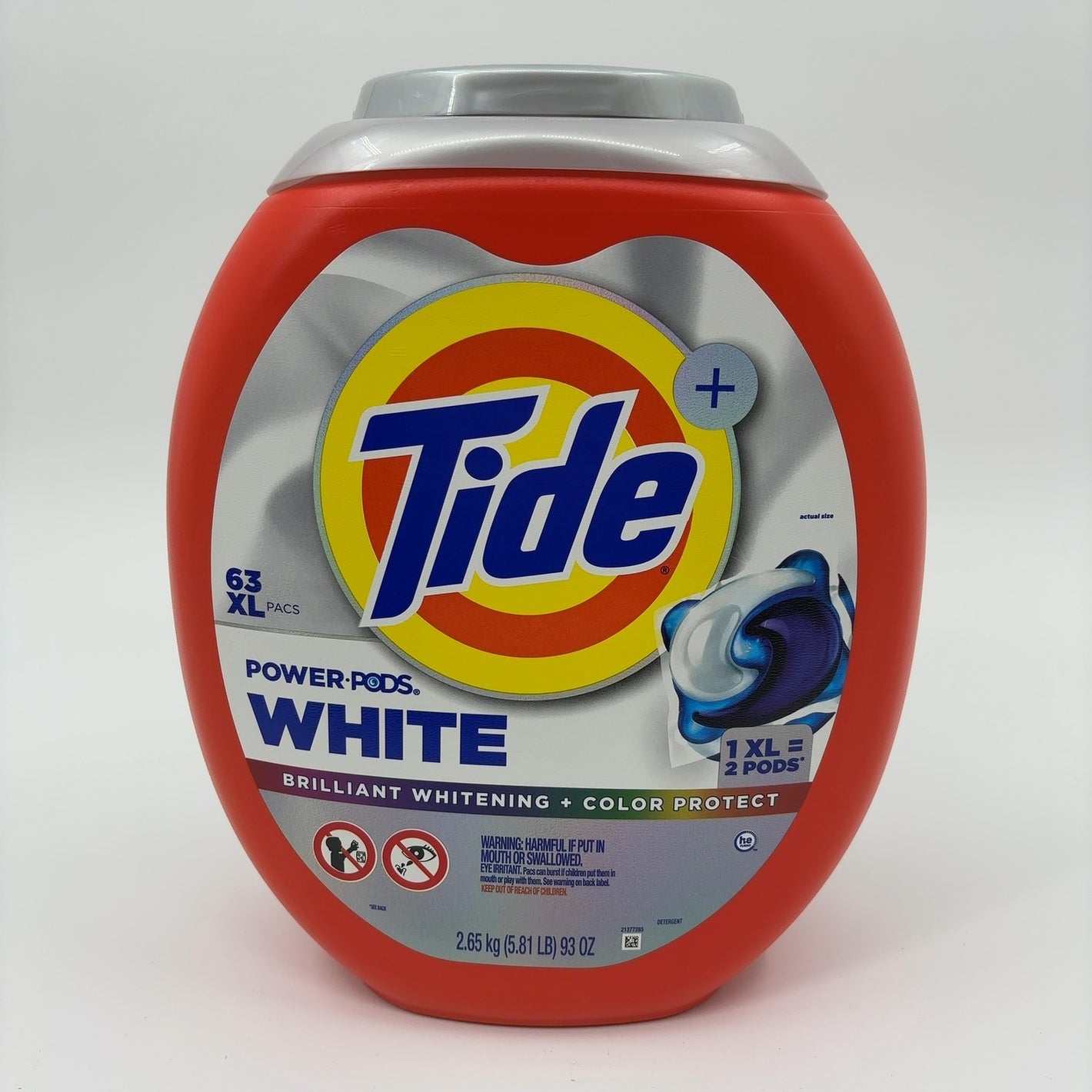 Tide Power PODS White Laundry Detergent Pacs, 63 Count, Brilliant Whitening + Color Protect
